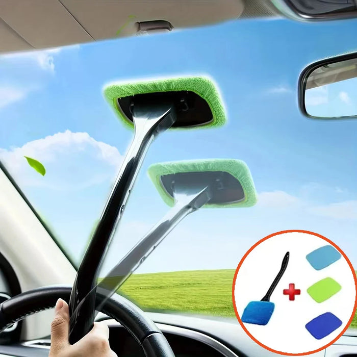 Extendable Car Windshield Cleaner with Washable Microfiber Pads