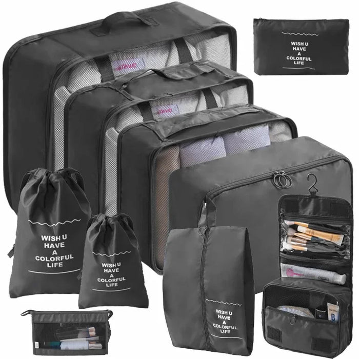 Set Travel Organizer Bags Suitcase Packing Cubes Cases Portable Wardrobe Luggage
