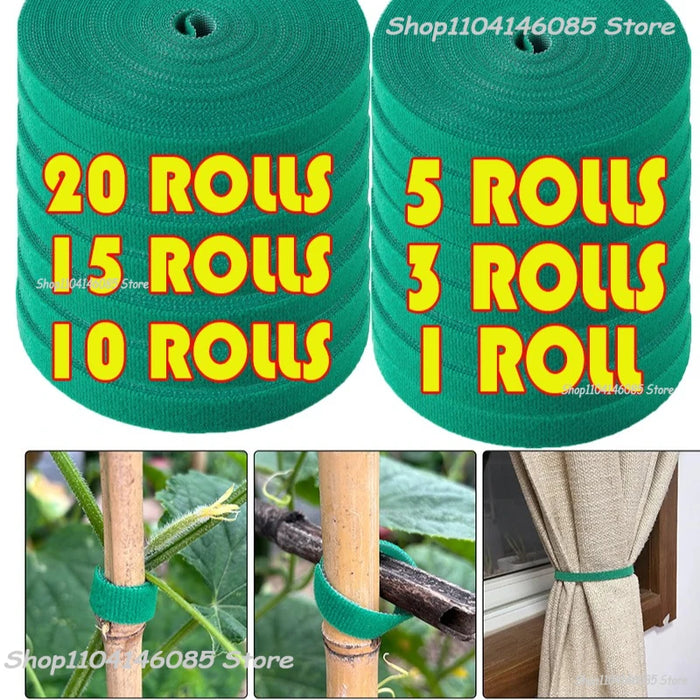Self Adhesive Plant Nylon Cable Tie Green Adjustable Plants Hook Loop Support Garden