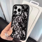 Elegant Black Lace Floral Pattern Phone Case For iPhone 17 Case iPhone 13 16 15 11 12 14 Pro Max X XS XR 17