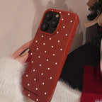 Fashion Classic Retro White Wave Point Wine Red Glossy Protective Soft Phone Case for iPhone 11 12 13 14 15 16