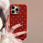 Fashion Classic Retro White Wave Point Wine Red Glossy Protective Soft Phone Case for iPhone 11 12 13 14 15 16