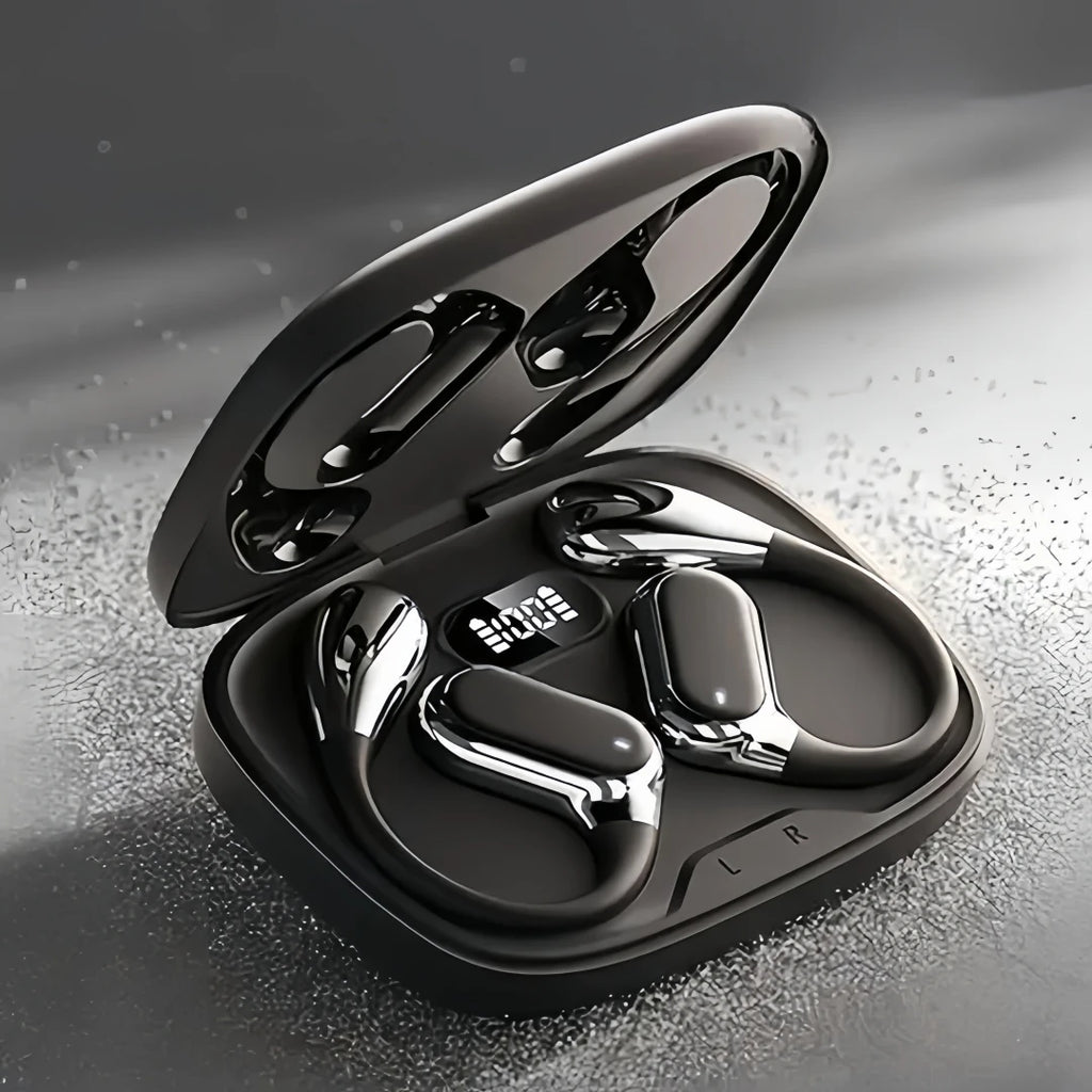 Open Ear Wireless Earbuds Bluetooth Headphones, 50Hrs Playtime Stereo Sound Earphones with IPX7 Waterproof Ear