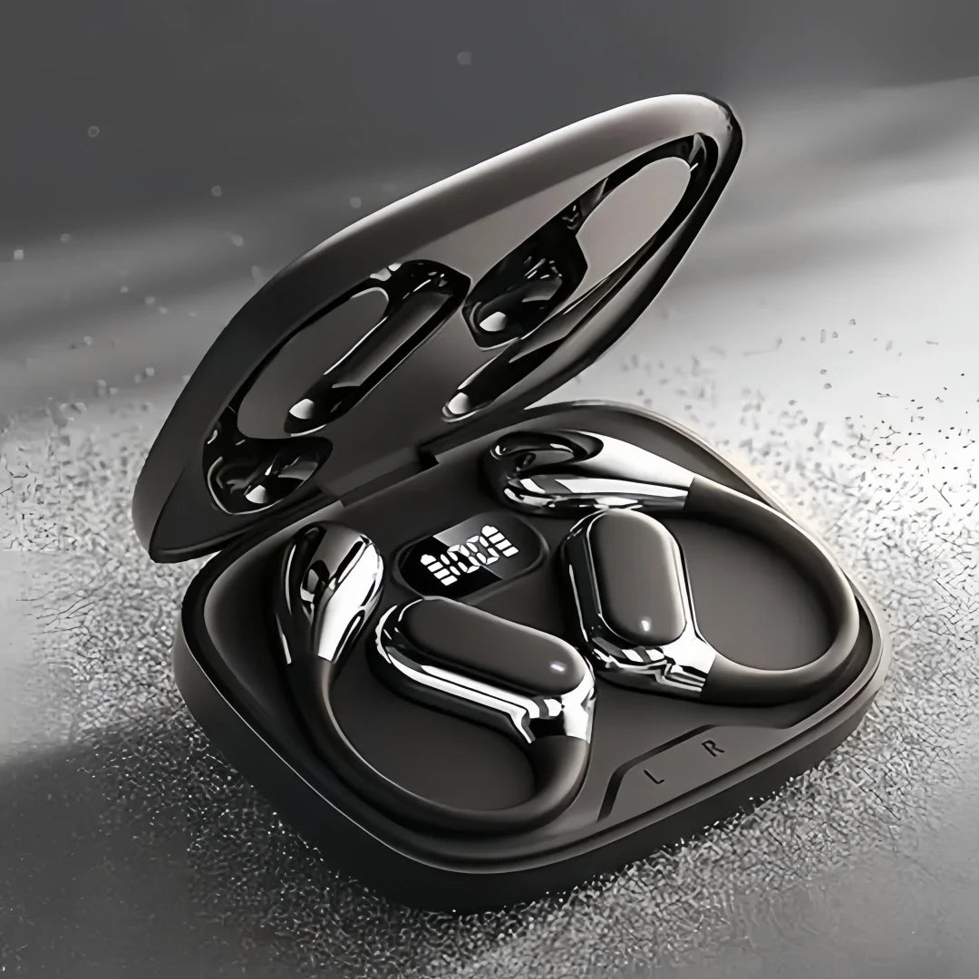 Open Ear Wireless Earbuds Bluetooth Headphones, 50Hrs Playtime Stereo Sound Earphones with IPX7 Waterproof Ear