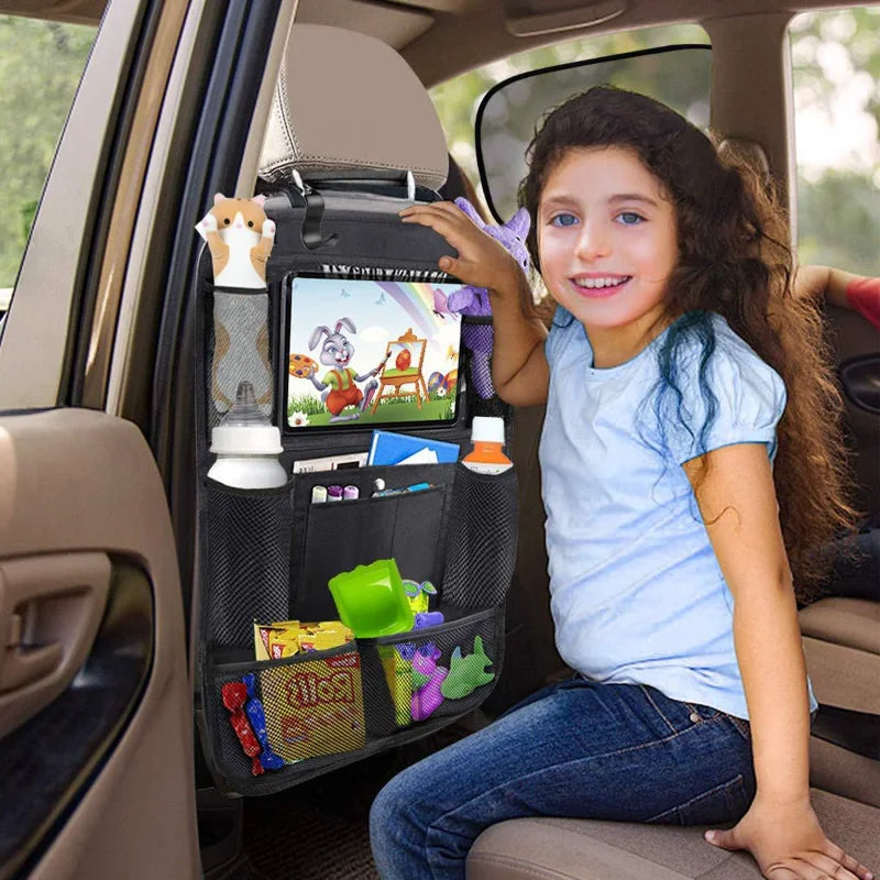 Car Backseat Organizer with Touch Screen Tablet Holder Auto Storage Pockets Cover Car