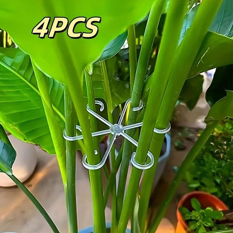 4-piece Set of Plant Stem Support Clips, Horticultural Turtle Back Bamboo Fixator