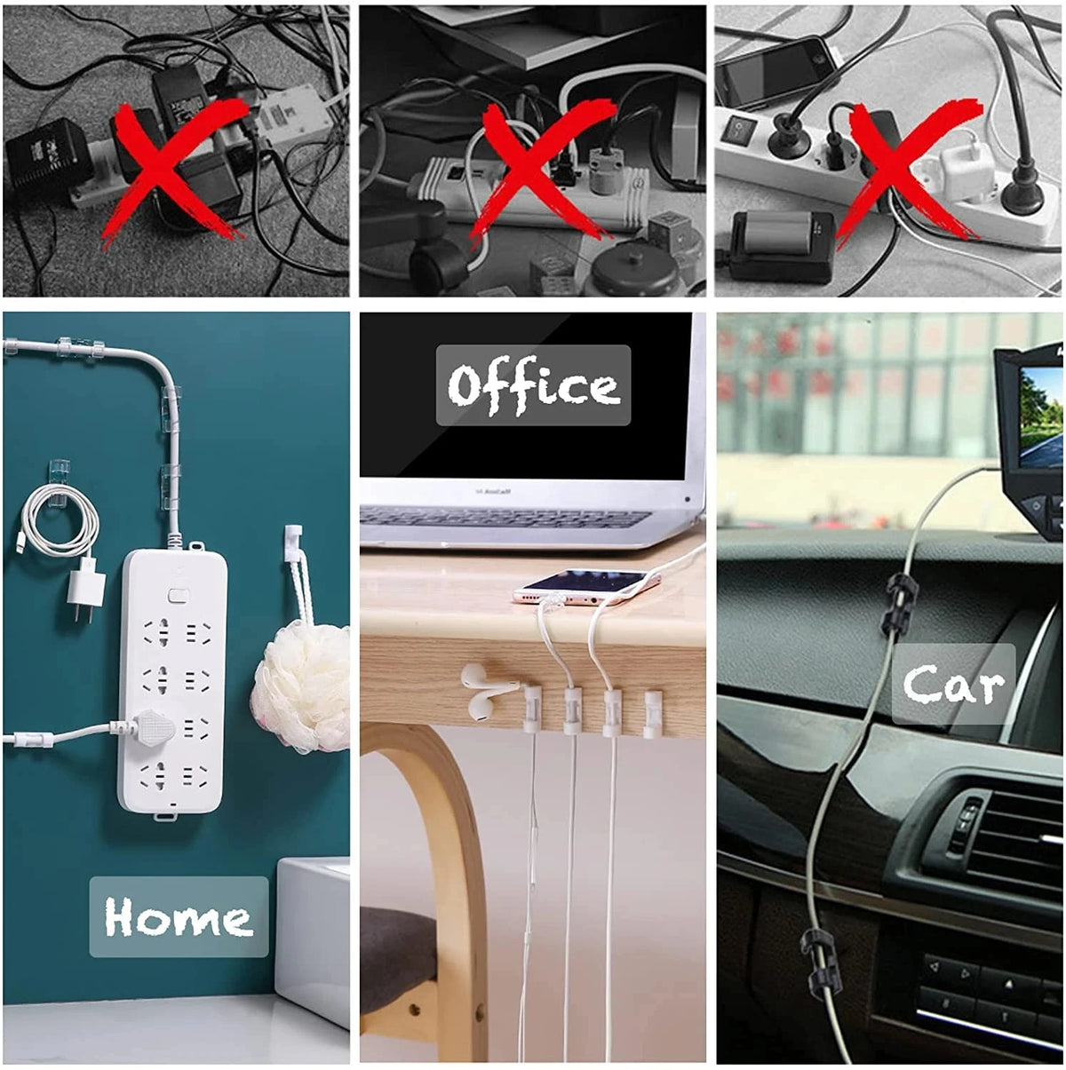 Cable Clips Organizer Drop Wire Holder Cord Management Self-Adhesive Manager Fixed