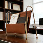 Home Office Desktop Storage Holder Organizer Modern Gold Metal Frame