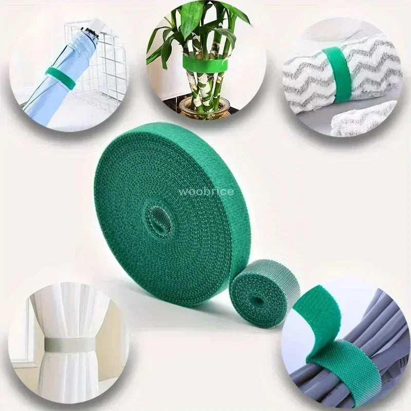 Self Adhesive Plant Nylon Cable Tie Green Adjustable Plants Hook Loop Support Garden