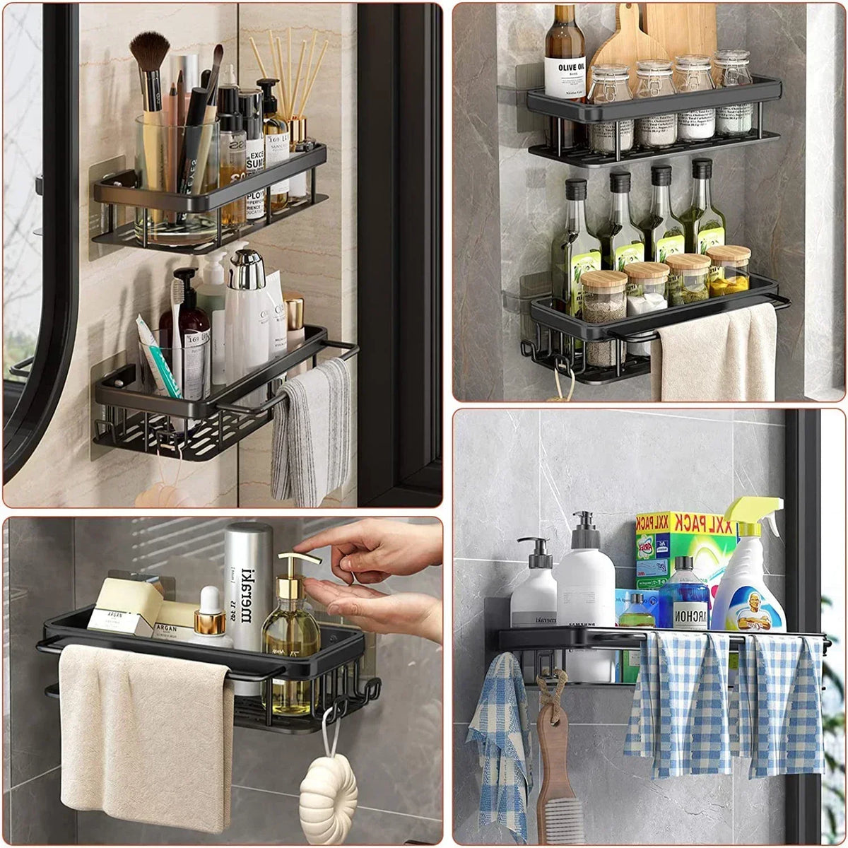 Bathroom Shelf Kitchen Storage Organizer Aluminum Alloy Shampoo Rack Shower Shelf Bathroom Accessories No