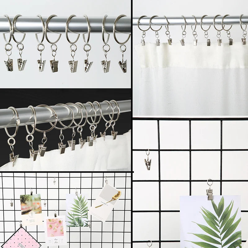 Stainless Steel Curtain Clips with Hook Durable Serrated Anti Slip Clip Home Bedroom