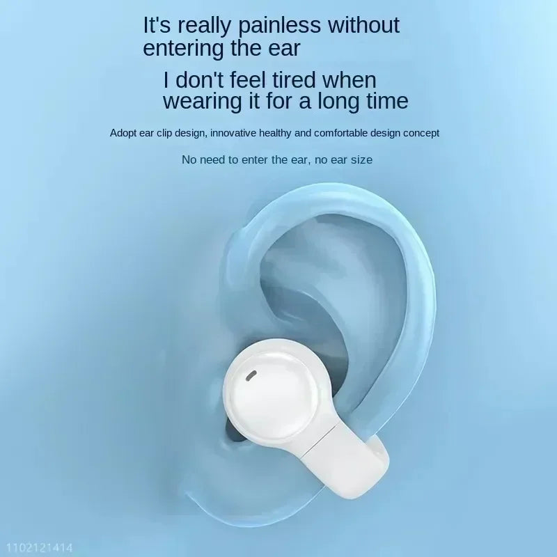 Noise Canceling Clip-On Bluetooth 5.3 Wireless Earbuds HD Microphone Stereo Sound Portable Headphones for