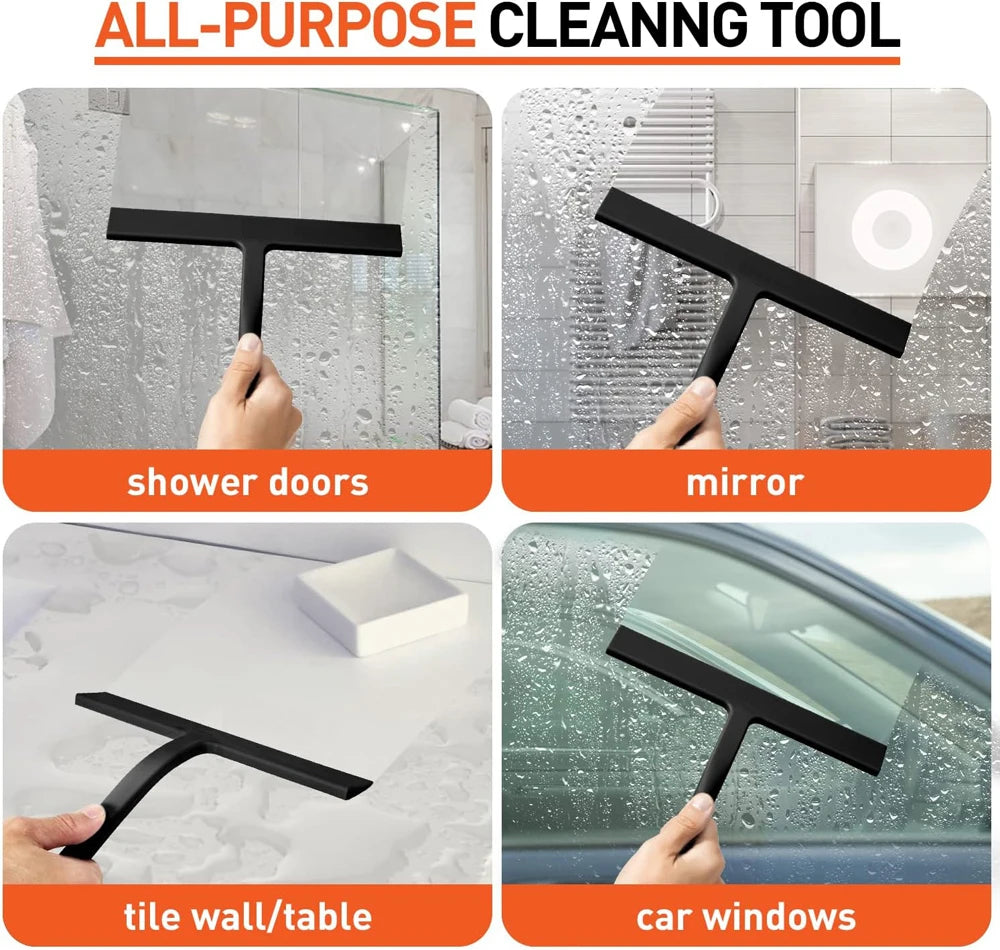 Matte Black Silicone Squeegee Streak Free Cleaning Shower