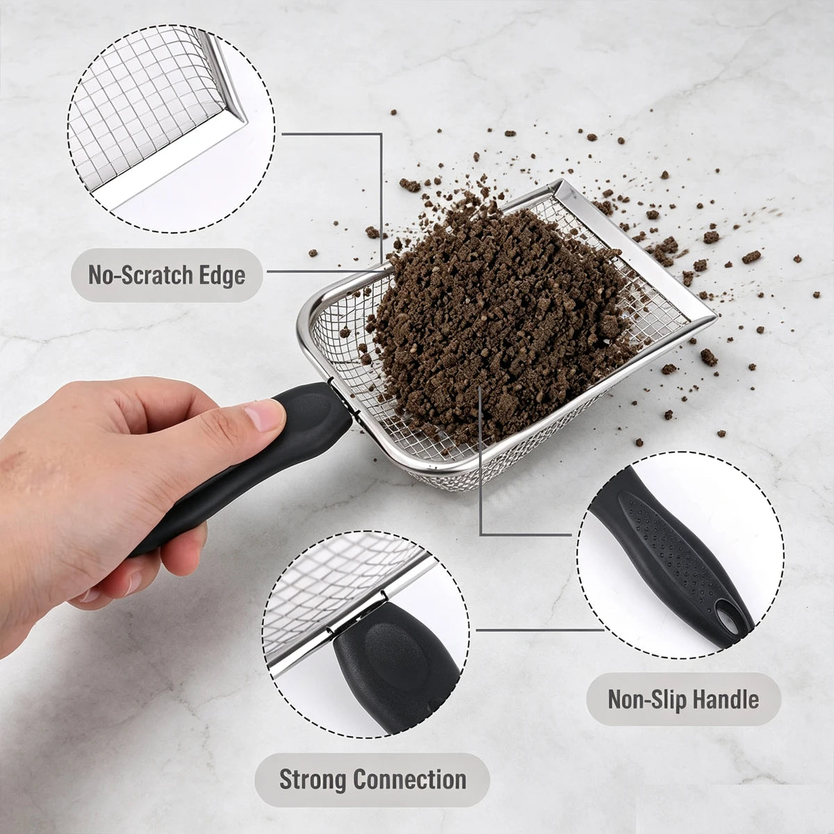 Stainless Steel Cat Litter Scoop Feces Fine Box Accessories