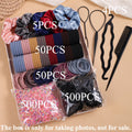 Women Dark Hair Accessories Set Elastic Seamless Ponytail Scrunchies Small Rubber Bands