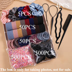 Women Dark Hair Accessories Set Elastic Seamless Ponytail Scrunchies Small Rubber Bands
