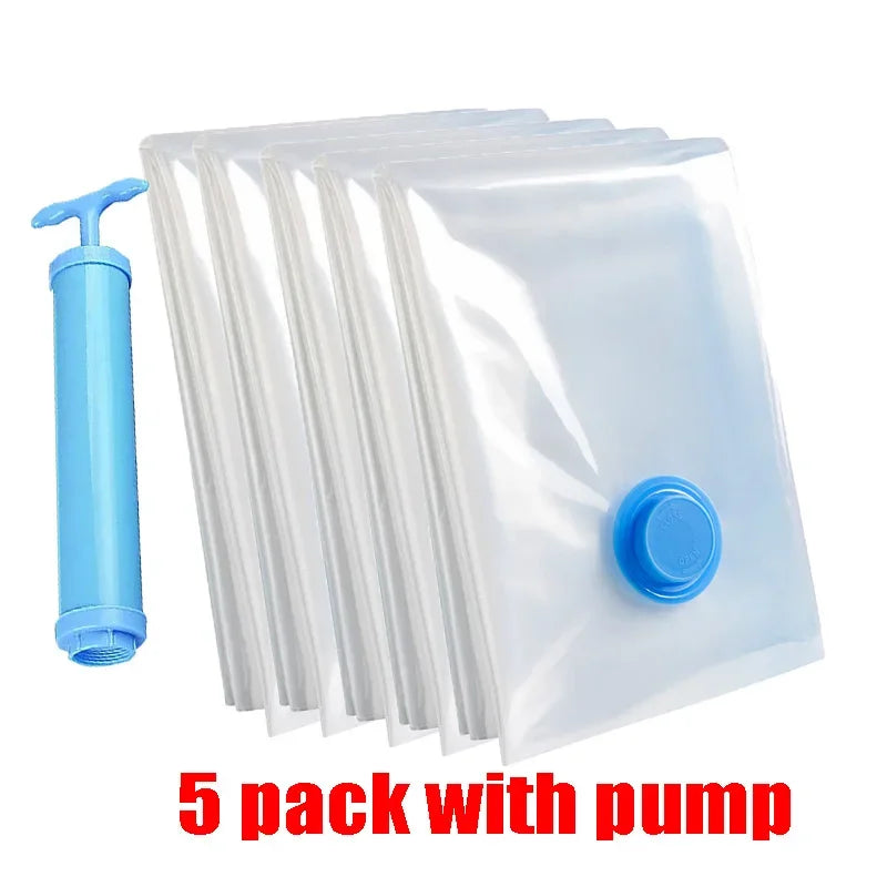 Vacuum Bag for Clothes, Air Bag with Pump, Travel Essentials, Space Saver Bags
