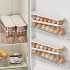 Bilayer Fridge Egg Storage Box Automatic Rolling Eggs Holder Rack Ladder Style