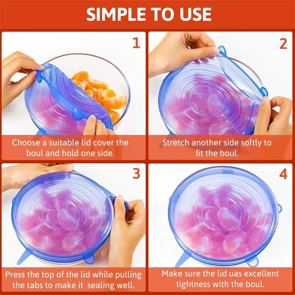 Food Grade Silicone Preservation Cover Reusable Airtight Universal Dish Stretch Round