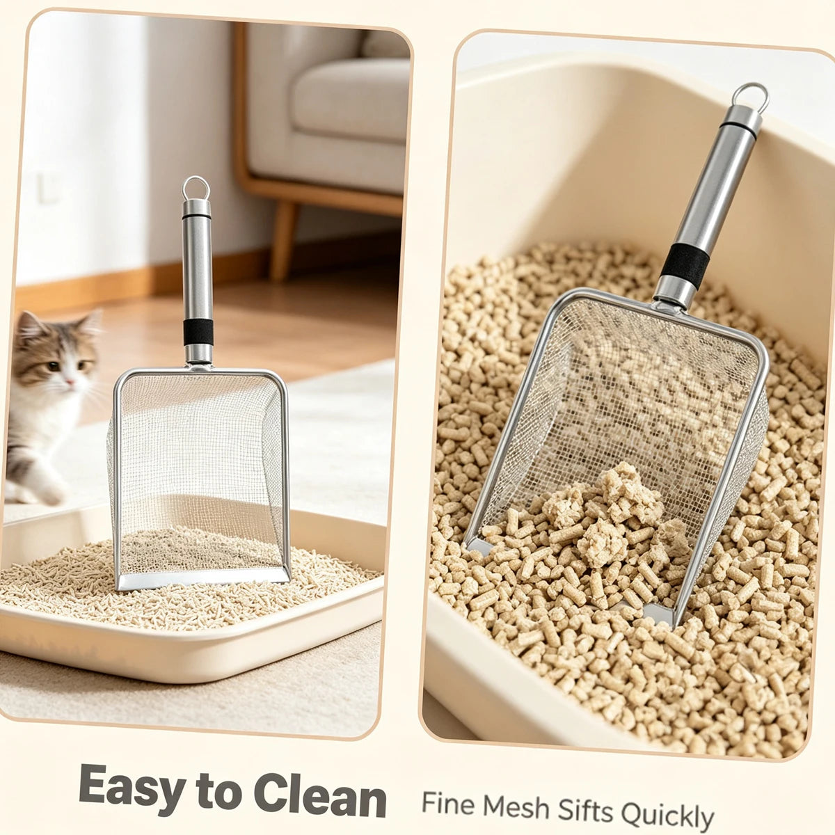 Stainless Steel Cat Litter Scoop Feces Fine Box Accessories