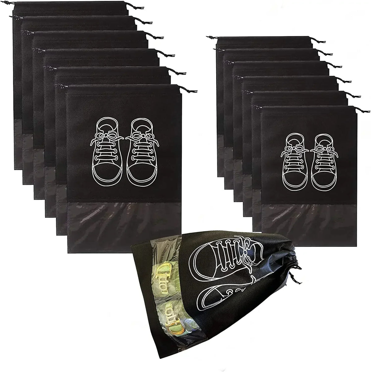 Drawstring Shoe Storage Bags — 5 or 10 Pack