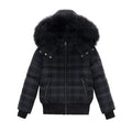 Children's Black Plaid Down Coat