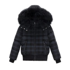 Children's Black Plaid Down Coat