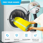 Durable Shoe Washing Machine Bag for All Types-Yellow with Blue Zipper, Ideal