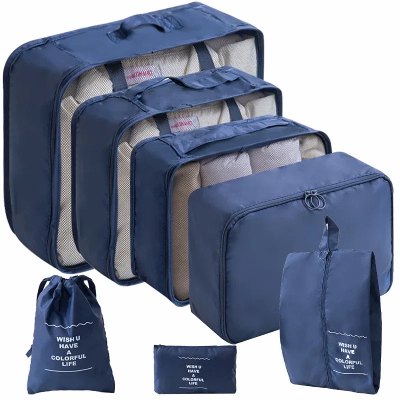 Set Travel Organizer Bags Suitcase Packing Cubes Cases Portable Wardrobe Luggage