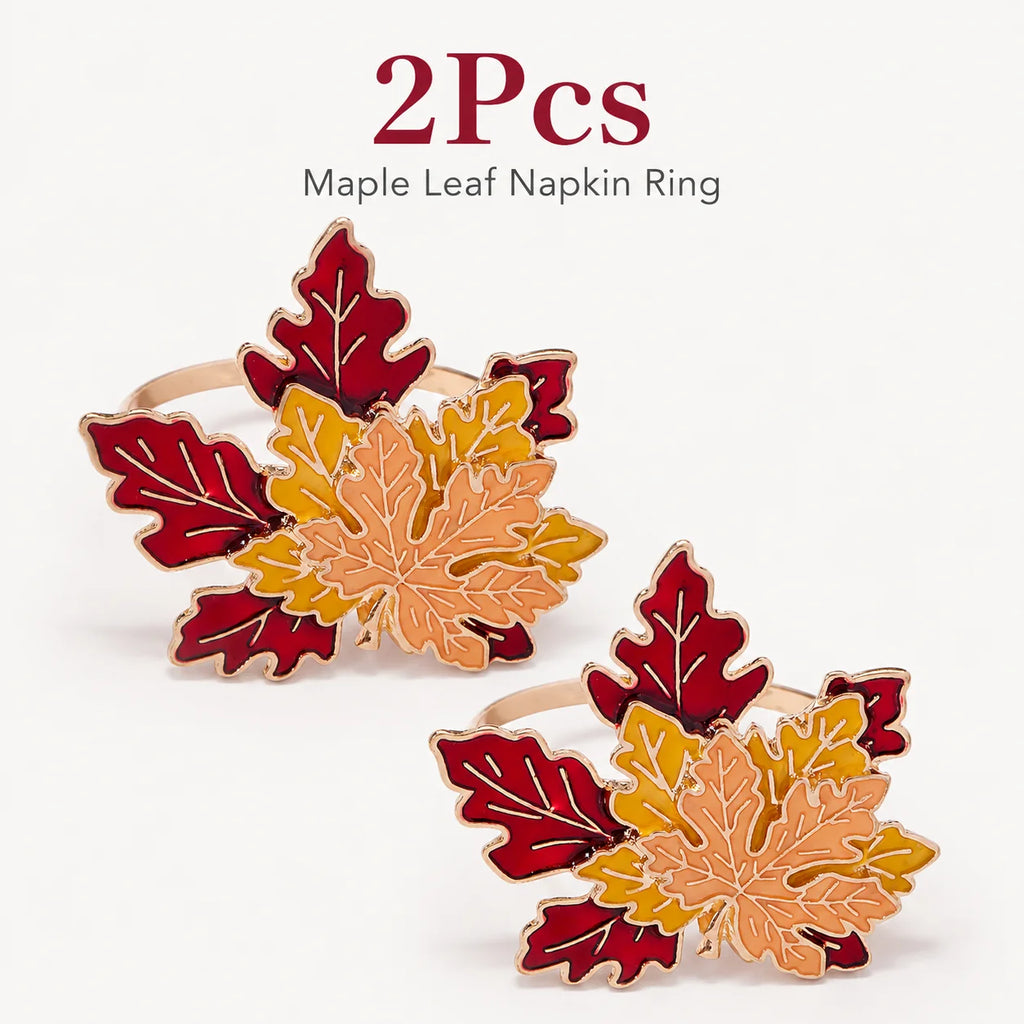Maple Leaf Metal Napkin Rings — 2, 4 or 6 Pieces