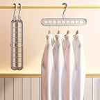 Plastic 9-Hole Foldable Hangers, Heavy Duty Space Saving Clothes Organizer For Room