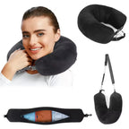 Travel Neck Pillow with Fillable Clothing U-Shaped Pillowcase, Extra Storage Bag