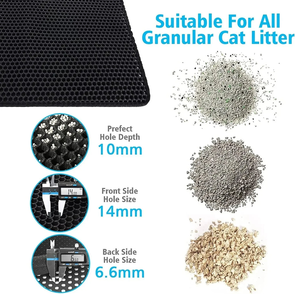 Cat Litter Mat 2-Layer Design Premium Sand Trapping Technology Waterproof Base Non-Slip