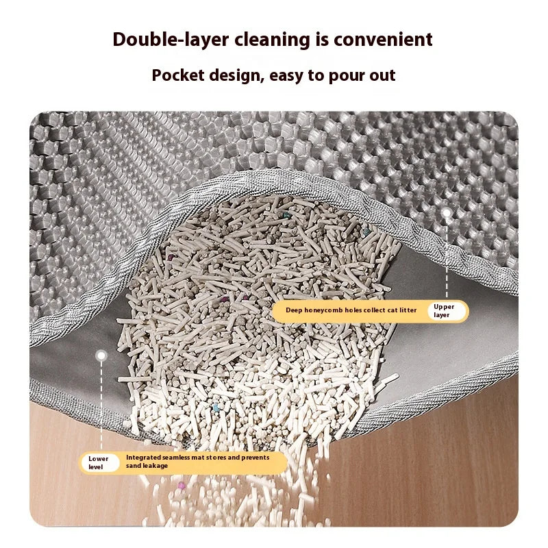 Cat Litter Mat 2-Layer Design Premium Sand Trapping Technology Waterproof Base Non-Slip