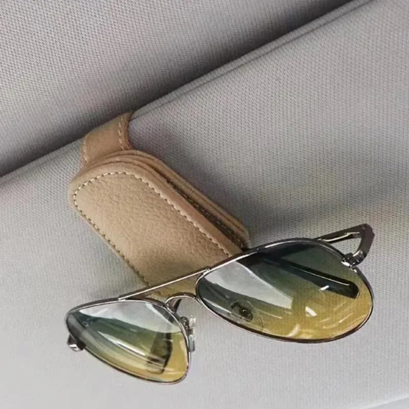 Car Sun Visor Glasses Case Holder Sunglasses Clip Ticket Card Multifunction Portable