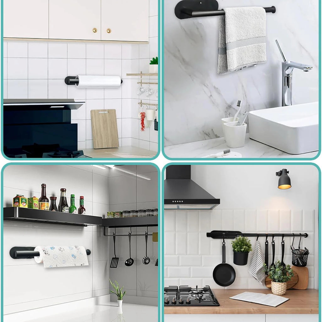 Kitchen Paper Towel Holder Adhesive Tissue Hanger Toilet Roll Dispenser Cabinet Storage