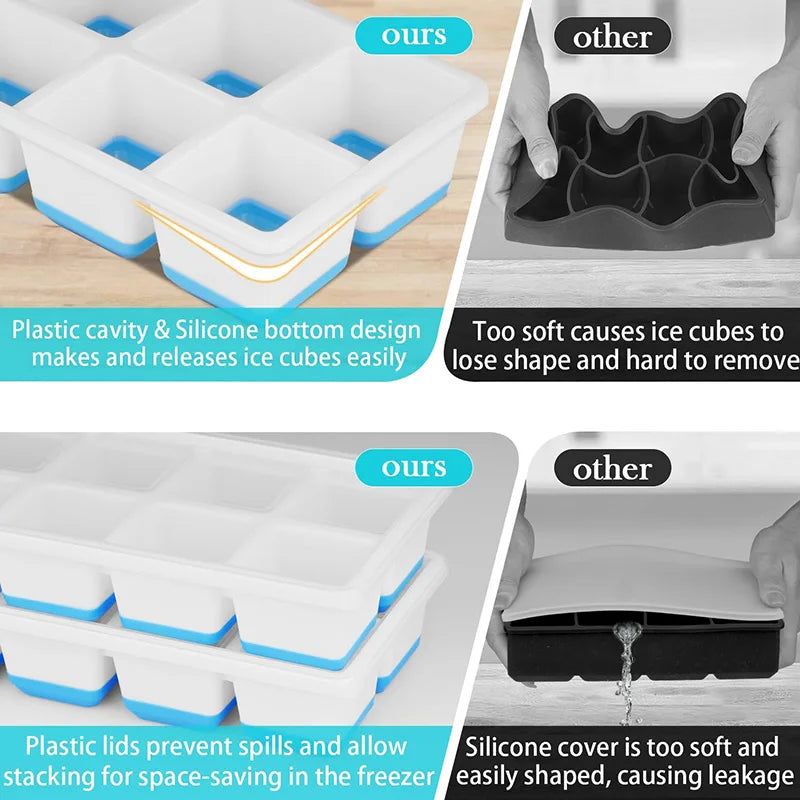 Large Ice Cube Trays Silicone Easy-Release Flexible Ice Molds
