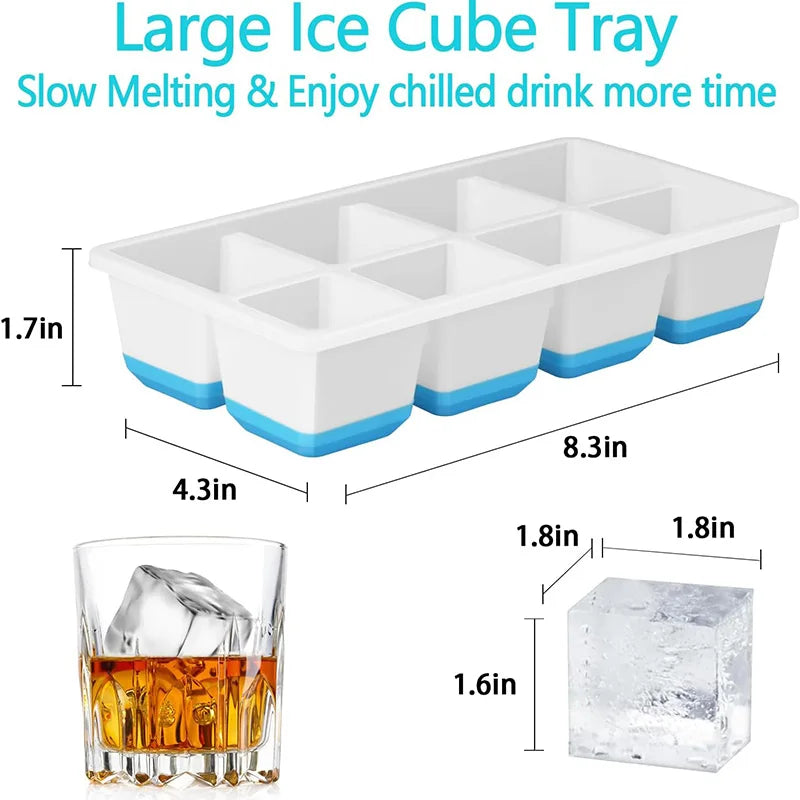 Large Ice Cube Trays Silicone Easy-Release Flexible Ice Molds