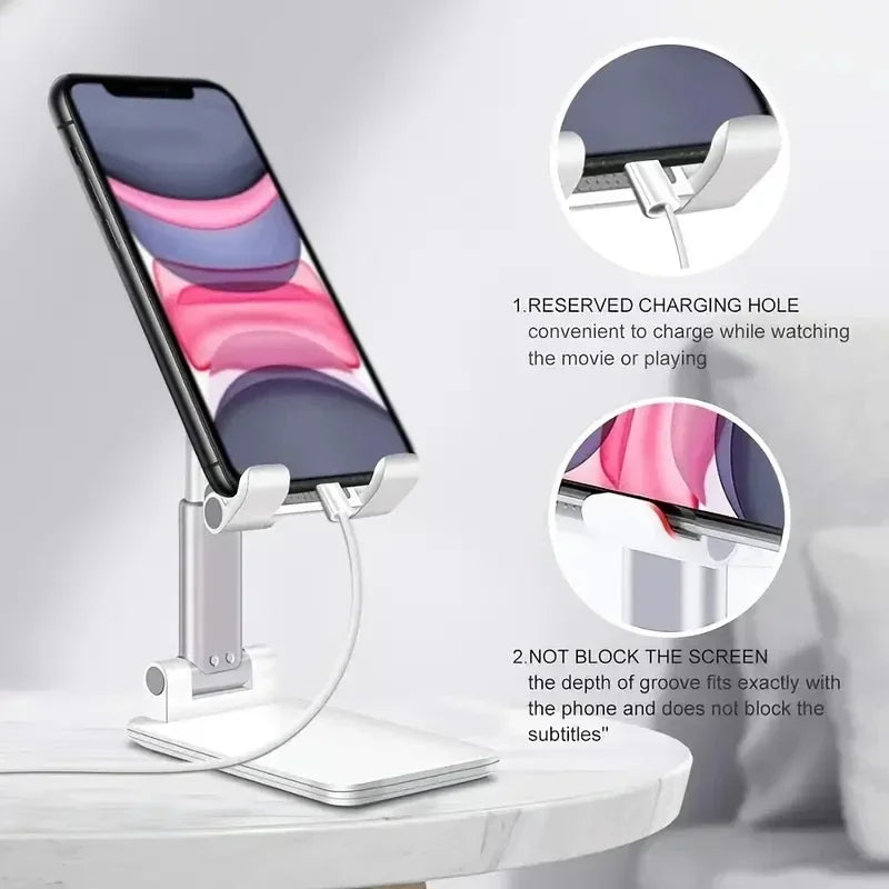 Cell Phone Stand, Adjustable Angle Height Phone Stand for Desk, Fully Foldable/Portable Phone Holder,