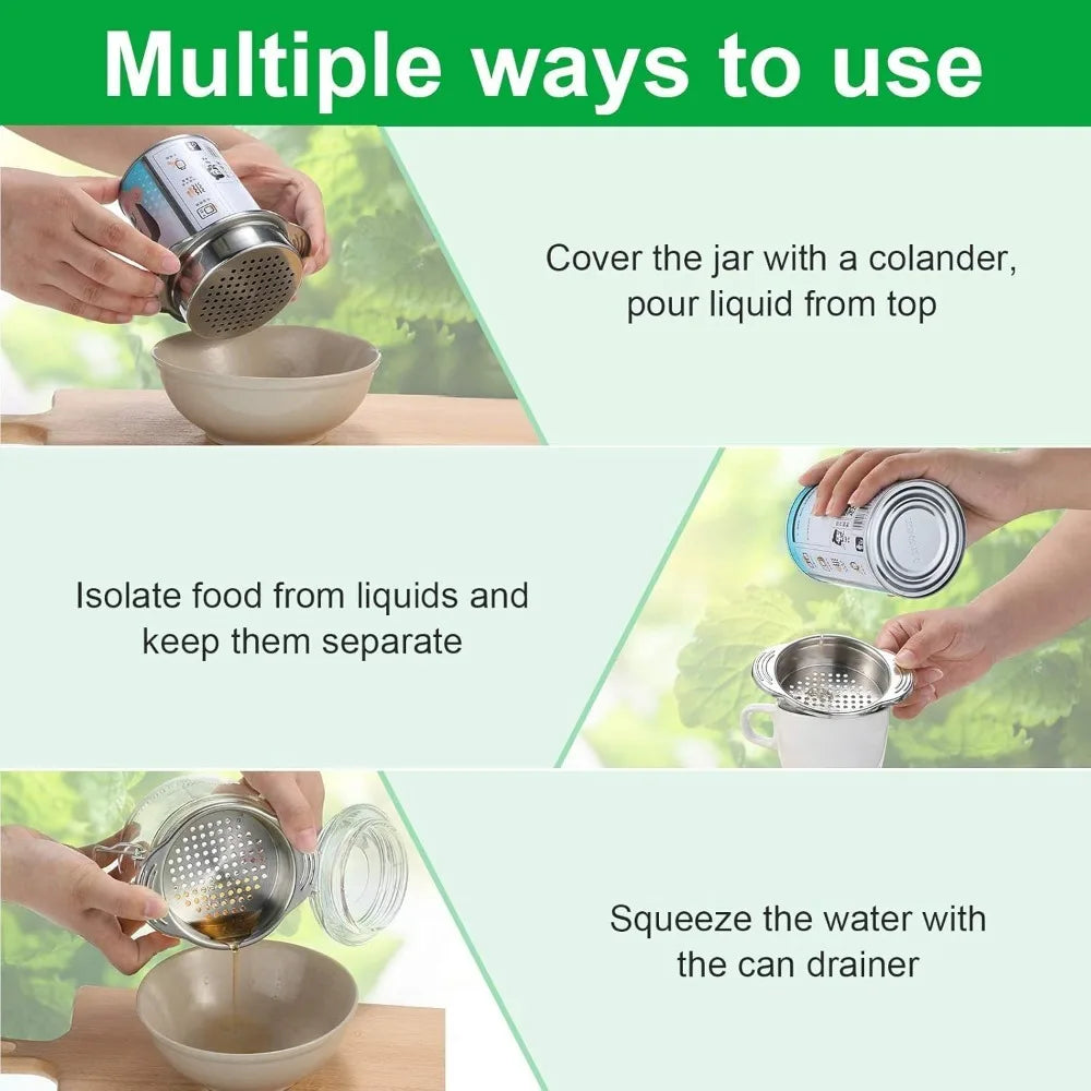 Stainless Steel Canning Strainer Tuna Can Press Food GradeCanning Colander