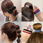 Women Dark Hair Accessories Set Elastic Seamless Ponytail Scrunchies Small Rubber Bands