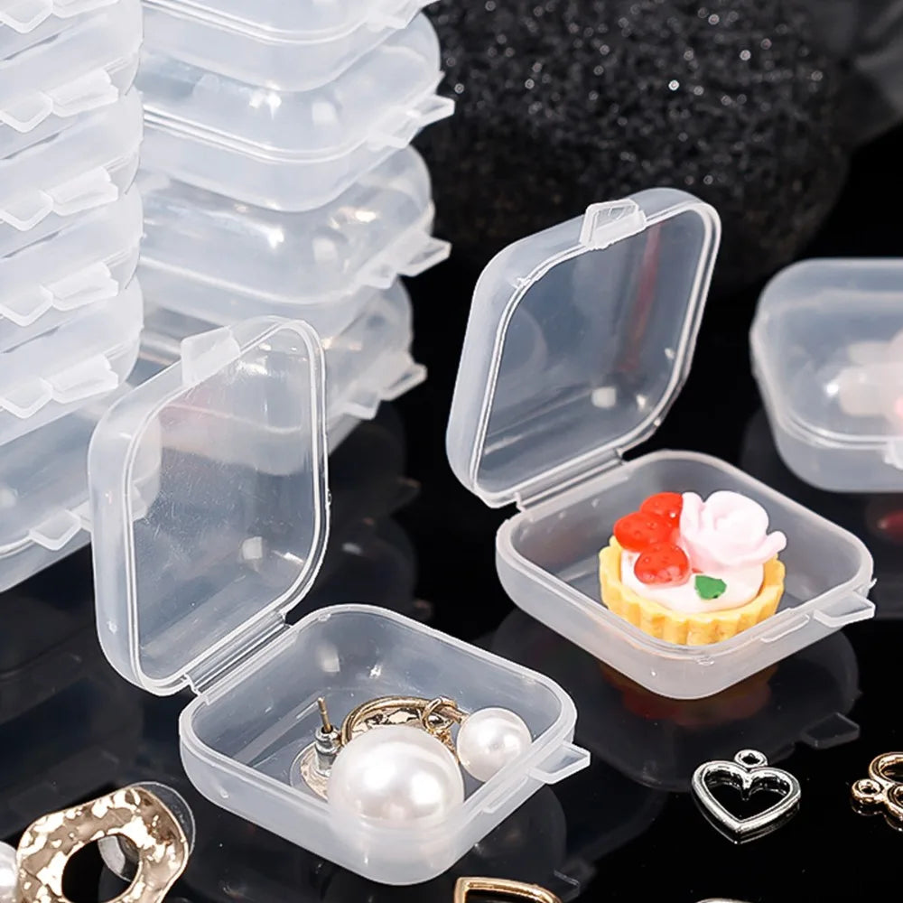 10-100PCS Mini Storage Box Transparent Plastic Jewelry Boxes Portable Earring Ring