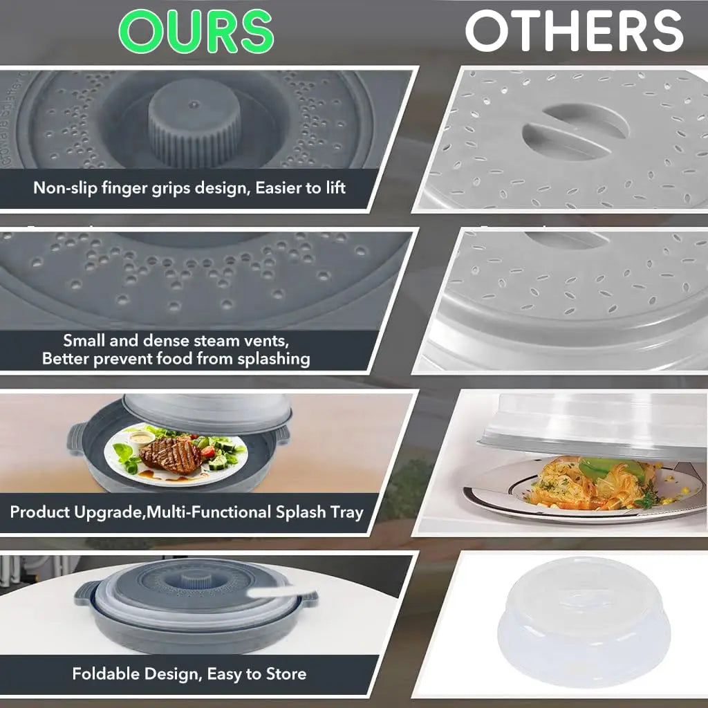 10.2 inch Microwave Plate Cover 2 In 1 as Splatter Guard Collapsible Lid