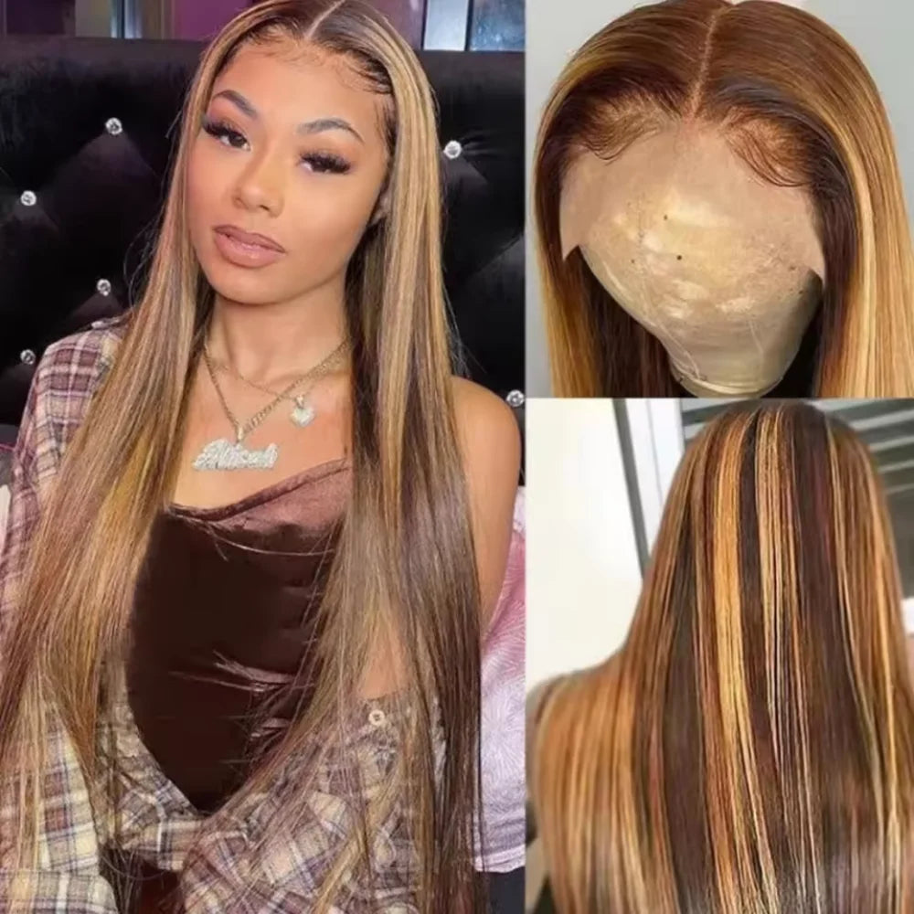 F4/27 Highlight Straight Lace Wig — 250% Density