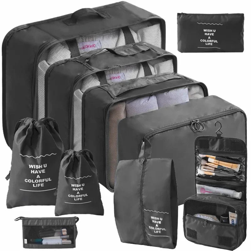 Set Travel Organizer Bags Suitcase Packing Cubes Cases Portable Wardrobe Luggage