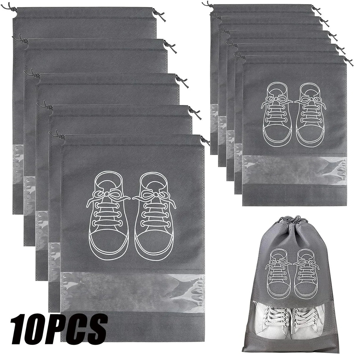 Drawstring Shoe Storage Bags — 5 or 10 Pack