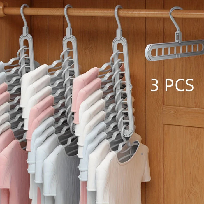 Plastic 9-Hole Foldable Hangers, Heavy Duty Space Saving Clothes Organizer For Room