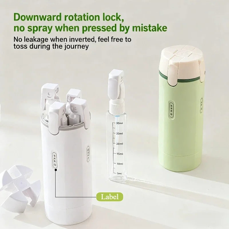 4-in-1 Emulsion Dispenser Bottle, Travel Minimalist with Labels, Toiletry Container