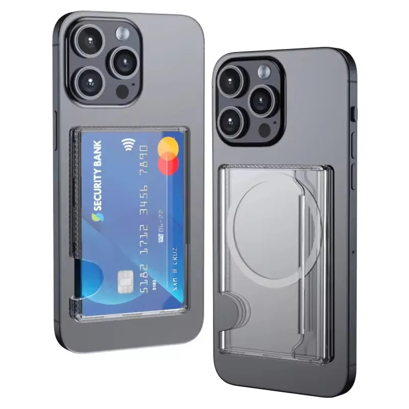 Portable Phone Card Holder Storage Box Magnetic Card Transparent Phone Case Wallet For MagSafe For iPhone