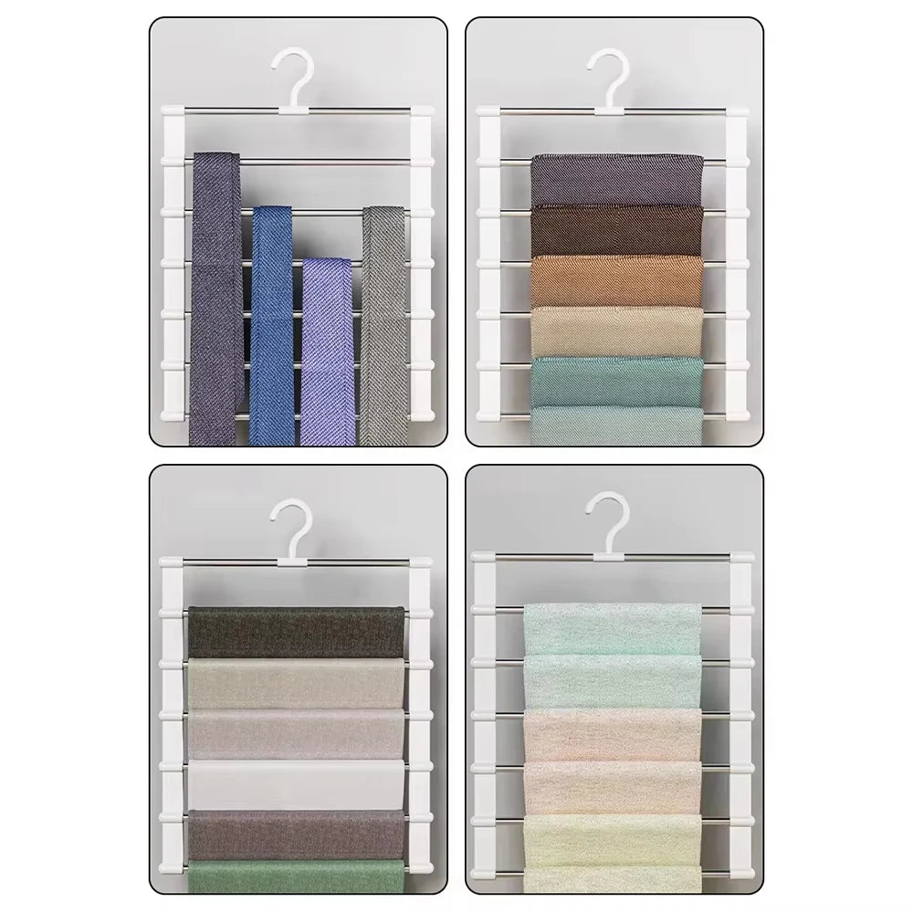 Multi-Layer Pants Hanger Space Saving Closet Organizer Foldable Trousers Clothes Rack